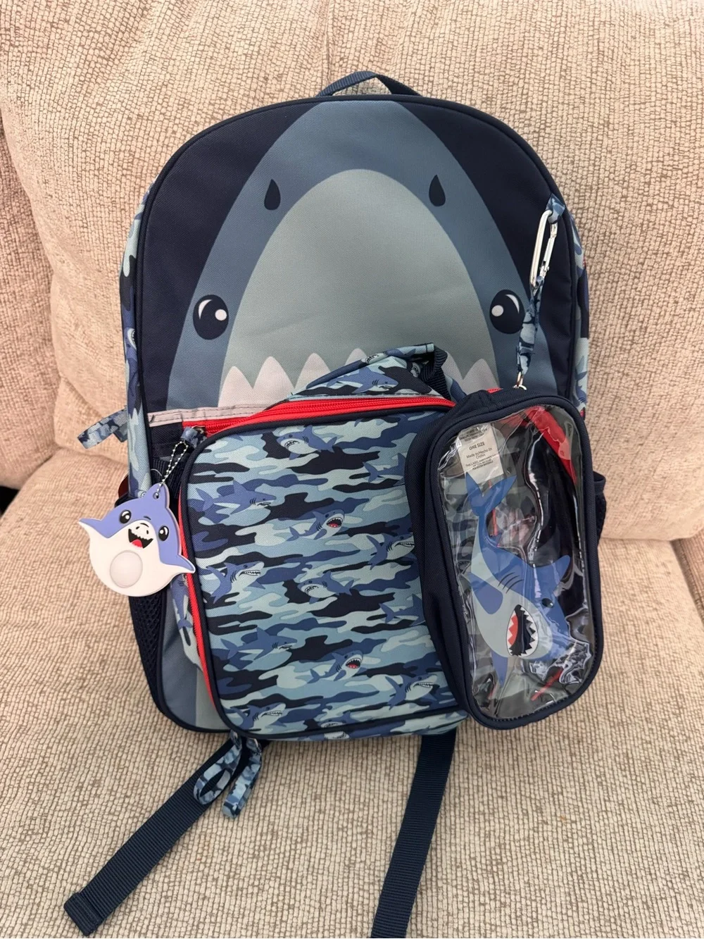 Shark Print Kids Backpack - Blue